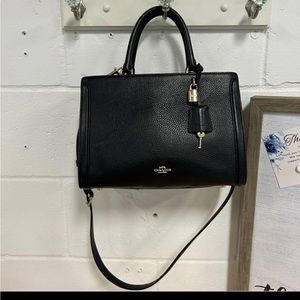 Black genuine leather coach bag